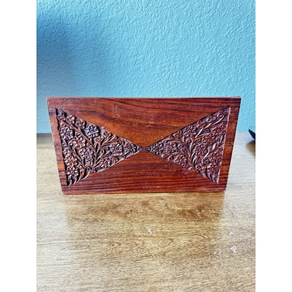 Vintage Anglo Indian Rosewood Desk Organizer Stationary Desk Caddy
